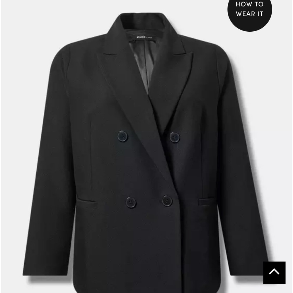 Torrid Black Blazer with Wide Lapels and Relaxed Fit